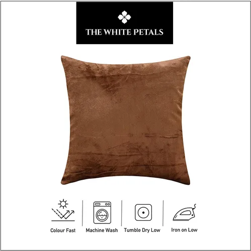 Vista 4 de The White Petals Fundas de almohada marrones (terciopelo sintético sólido, 16 x 16 pulgadas, paquete de 2)