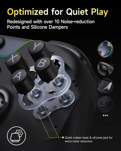 Vista 2 de EasySMX X05Pro Wireless PC Controller – Quiet-Press Buttons, 2-Stage Impulse Triggers, 2 Programmable Buttons, Hall Joysticks, 1000mAh Battery
