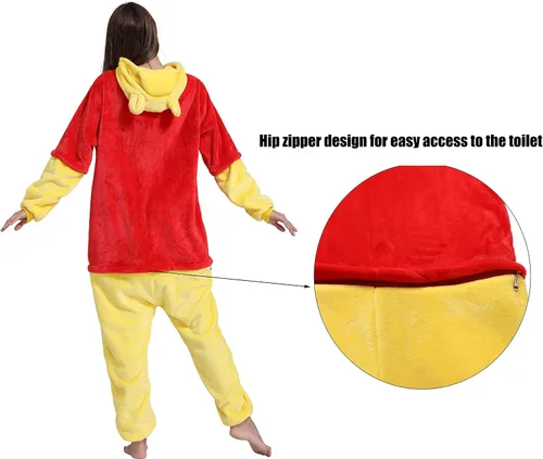 Vista 3 de Disfraz de pijama de animal para adultos de felpa de una pieza disfraz de Halloween cosplay franela para adultos y adolescentes