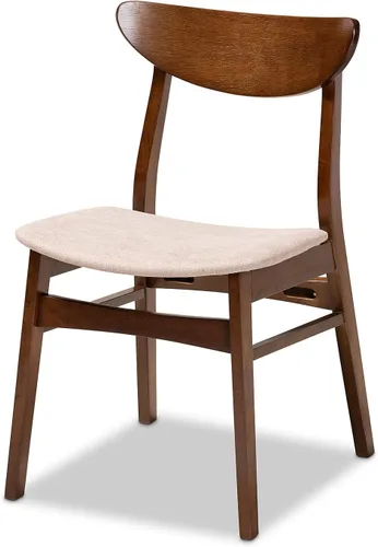 Vista 4 de Baxton Studio Parlin Mid-Century - Juego de 4 sillas de comedor de madera con acabado de madera de color beige claro de transición moderna