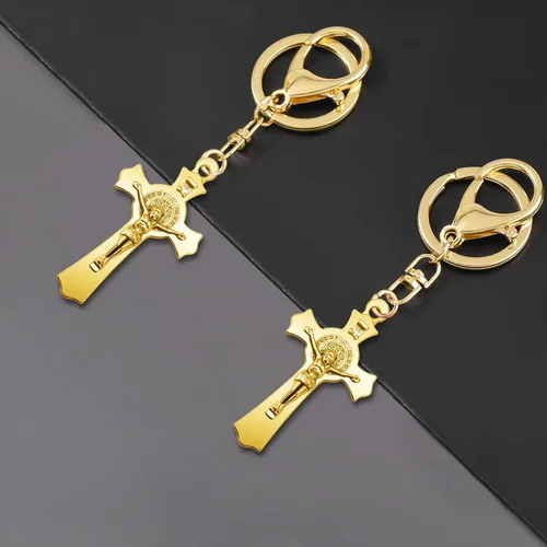 Vista 7 de 10 piezas de medallas de metal de San Benito con cruz, dijes de rosario, centro INRI, crucifijo, cuentas colgantes, joyería católica DIY, regalos