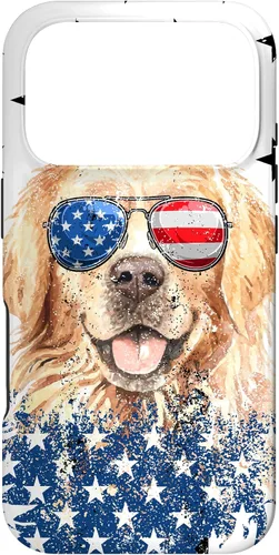 Vista 30 de Golden Retriever American Flag Cream Retriever 4th of July Case for iPhone 17