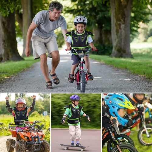 Vista 2 de Seahouse Chaleco de armadura de motocicleta para niños, protector de espalda, chaqueta blindada de carreras de calle para hombre+1 bandana al azar