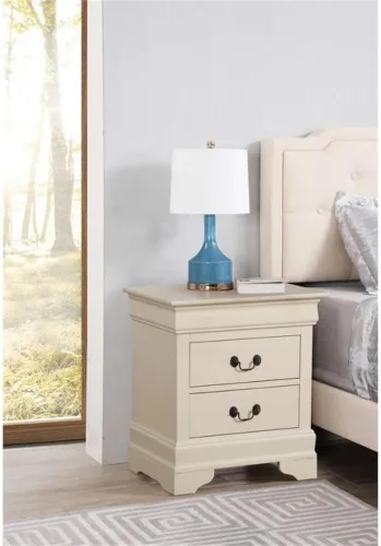 Vista 2 de Glory Furniture Louis Phillipe - Mesita de noche con 2 cajones, color beige