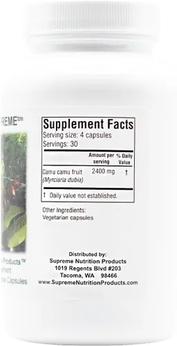Vista 5 de Supreme Nutrition Camu Supreme, 120 cápsulas vegetarianas de fruta Camu Camu pura