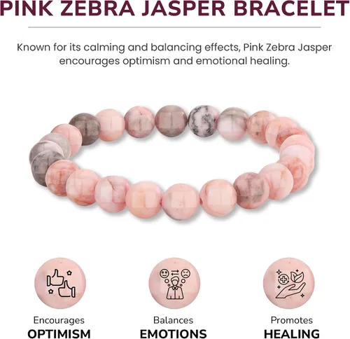 Vista 20 de Crystal Vibe Pulseras de cuentas de 0.315 in para mujeres y hombres, pulseras de cristal con piedras preciosas naturales, tamaño elástico ajustable