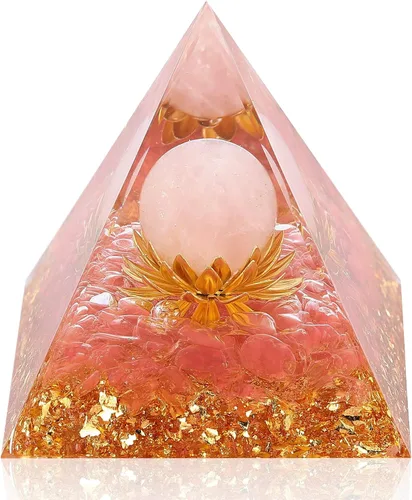 Vista 9 de Hopeseed Pirámide de cristal de orgón para energía positiva, flor de la vida, cristales curativos de amatista de orgonita pirámide para reducir