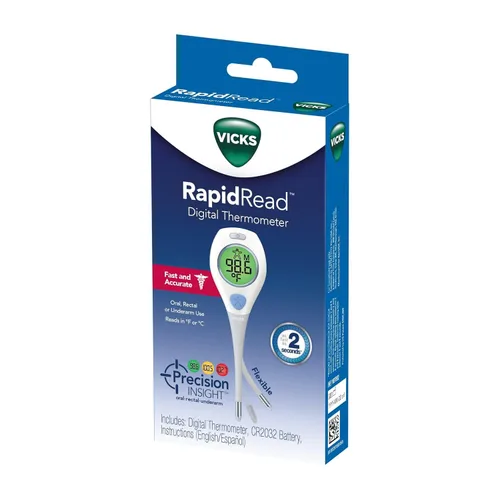 Vista 8 de Termómetro digital Vicks RapidRead, lecturas de temperatura en 2 segundos, uso como termómetro oral, termómetro rectal para bebé o debajo del brazo
