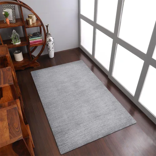 Vista 15 de Alfombras de área de lana anudadas a mano en telar, ecológicas - 10'x10', cuadradas, color aguamarina, diseño liso sólido, alfombras de área gruesas