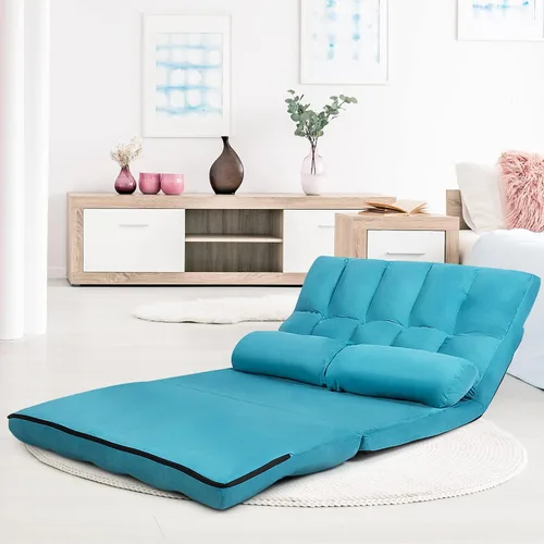 Vista 2 de COSTWAY Sofá de piso con 2 almohadas (azul)