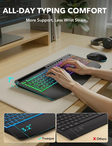 Vista 4 de Combo de teclado y mouse inalámbricos, batería de 4000 mAh Negro clásico