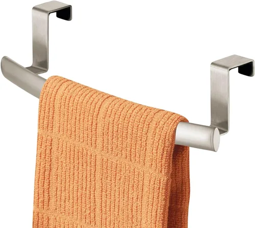 Vista 10 de mDesign - Barra de toallas curva de acero para colgar sobre la puerta, colgador para armario o armario, soporte de almacenamiento para cocina, baño
