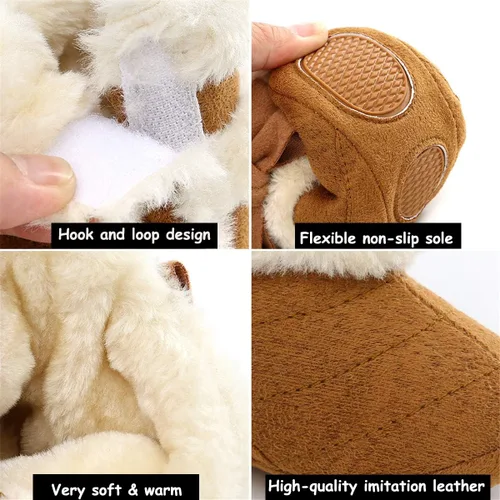 Vista 6 de COSANKIM Botas para bebés recién nacidos suela antideslizante suave botas cálidas de invierno para nieve zapatos precaminantes Nieve