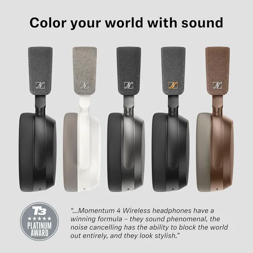 Vista 11 de Sennheiser Momentum 4 Wireless - Auriculares inalámbricos con cancelación de ruido, auriculares Bluetooth para llamadas nítidas con cancelación