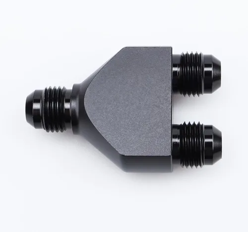 Vista 4 de AC PERFORMANCE -6 AN In to -6 AN Out Y Block Splitter Montaje de combustible Aluminio Negro