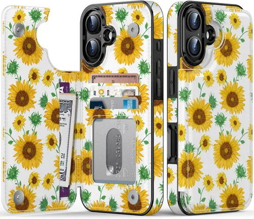 Vista 82 de LETO para iPhone 15 Pro Funda tipo cartera - Tapa tipo folio con patada - Diseños de moda - Tarjetero - Funda protectora para mujeres y niñas - 6.1
