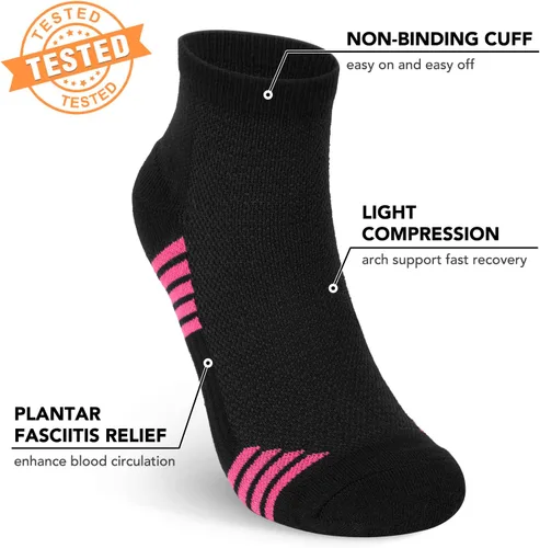 Vista 3 de 5 pares de calcetines de compresión de cobre para mujeres y hombres, calcetines de tobillo para fascitis plantar con soporte de arco para atletismo