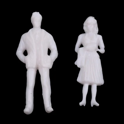 Vista 4 de Yiju 20 piezas de plástico 1:50 simulación mini tren modelo sin pintar personas kit blanco juguete