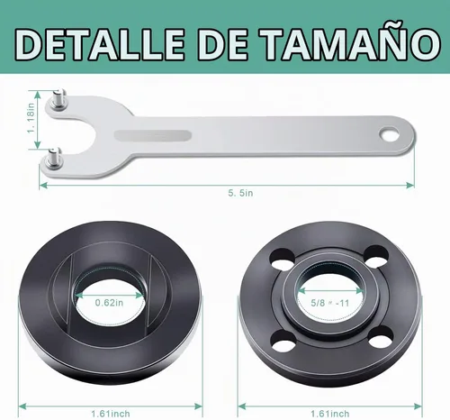 Vista 2 de Kit de llave de tuerca de amoladora angular 9PCS 5/8-11 Tuerca
