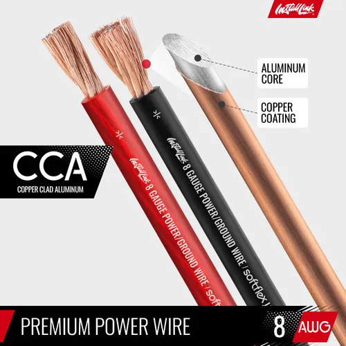 Vista 5 de Install Link Cable de alimentación o tierra de calibre 8 AWG de 25 pies, color rojo, 25 pies negro (50 pies en total), CCA Cable de alimentación