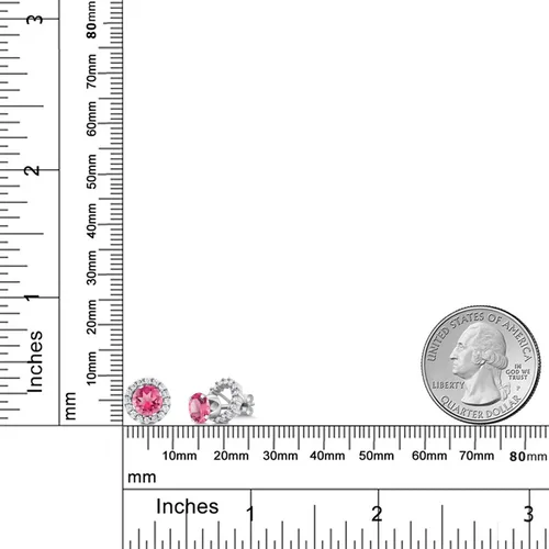 Vista 42 de Gem Stone King Aretes redondos de plata de ley 925 de 0.236 in con piedra natal extraíble para mujer