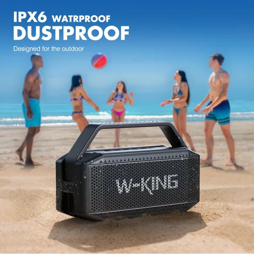Vista 3 de W-KING Altavoz Bluetooth, 80 W PICO IPX6 impermeable altavoz Bluetooth portátil inalámbrico con 2 controladores de rango completo/graves ricos, 2