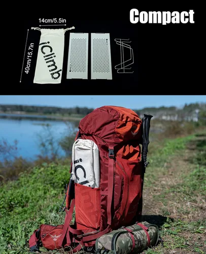 Vista 8 de iClimb Mini mesa plegable individual ultraligera y compacta para mochileros, camping, senderismo, playa, picnic (azul - S)