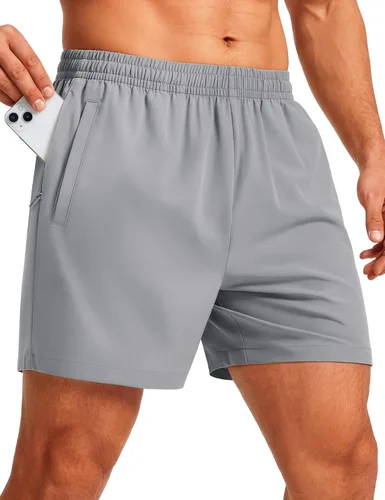 Vista 13 de MAGCOMSEN Pantalones cortos deportivos para hombre, 5 pulgadas, ligeros, para baloncesto, correr, entrenamiento, con bolsillos con cremallera