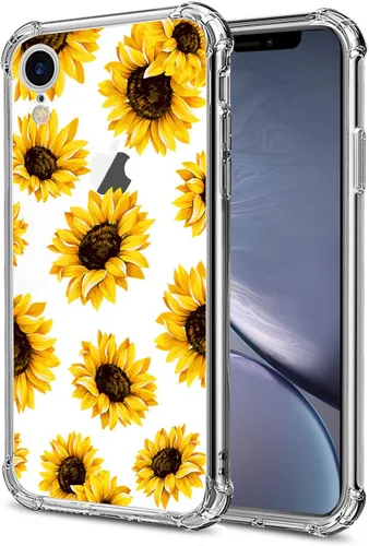 Vista 12 de Funda transparente de girasol compatible con iPhone SE 2022 SE 2020 7 8, funda trasera floral para niñas y mujeres, funda protectora transparente