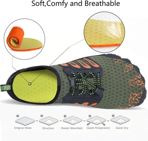 Vista 4 de MAYZERO Zapatos de agua para hombres y mujeres, zapatos de surf, playa, piscina, zapatos de punta ancha, senderismo, zapatos de agua, zapatillas