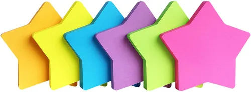 Vista 2 de SIMONA - Notas adhesivas en forma de estrella de 6 colores brillantes, bloc de 75 hojas autoadhesivas (6 blocs)