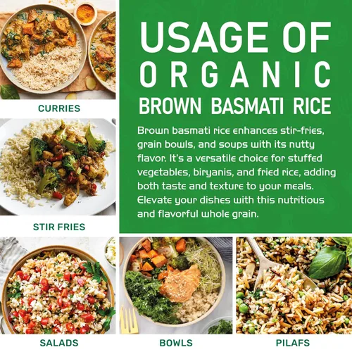 Vista 7 de Jiva - Arroz Basmati orgánico integral de 10 libras, calidad premium de la India