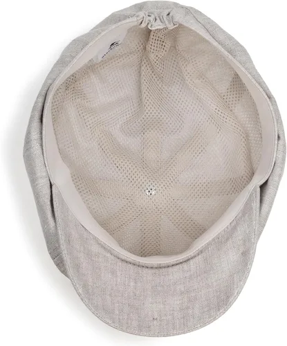 Vista 4 de Sterkowski Modelo Rowdy Gorra de periódico 100% lino para hombre y mujer Airy 8 paneles Paperboy Cap Beige