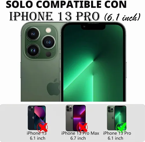 Vista 7 de Funda para iPhone 13 Pro con 2 protectores de pantalla, protección contra caídas a prueba de golpes, cuerpo completo, resistente, 3 capas, militar