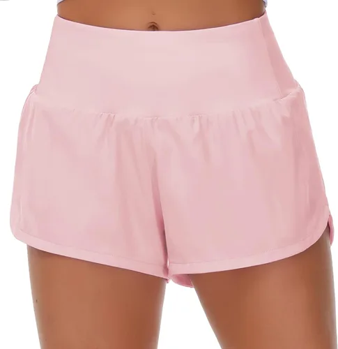 Vista 6 de THE GYM PEOPLE Pantalones cortos deportivos de entrenamiento para mujer, con cintura alta, de secado rápido, con forro de malla y bolsillos