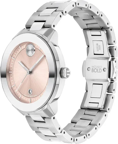 Vista 2 de Movado Bold Verso Women's Sport Watch - Swiss Quartz Movement, Stainless Steel Link Bracelet - 3 ATM Water Resistance - Luxury Fashion Timepiece for