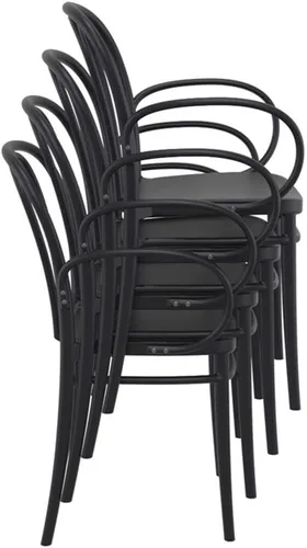 Vista 8 de Compamia Victor XL Silla de resina para exteriores, color negro (juego de 2)