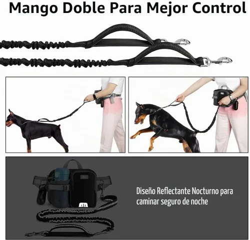 Vista 5 de ETACCU Correa de perro manos libres con bolsa para teléfono, soporte
