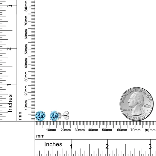 Vista 147 de Gem Stone King Aretes de plata de ley 925 con piedra natal redonda de 0.276 in para mujer