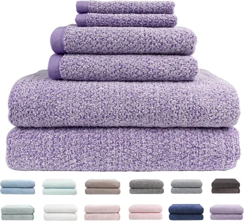 Vista 43 de Everplush Diamond Jacquard - Juego de 6 toallas de baño de lujo, súper suaves, de gran tamaño, altamente absorbentes y de secado rápido para baño
