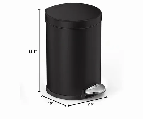 Vista 6 de Simplehuman - Cubo de basura redondo para baño con pedal, de 4.5 litros / 1.2 galones, color negro mate