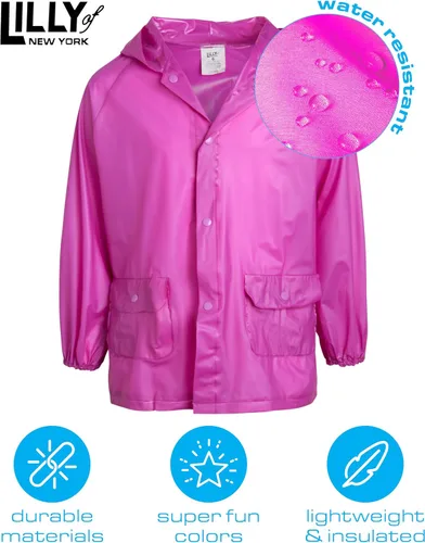 Vista 2 de Chubasquero para niñas Chaqueta impermeable con capucha para bebés, niños pequeños y niñas (12M-6)