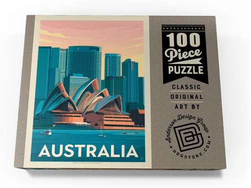 Vista 4 de MyPuzzle Australia: Sydney Skyline, póster vintage, rompecabezas de 100 piezas para adultos