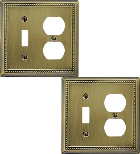 Vista 34 de OKAWYC Belaire - Cubierta para interruptor de luz de decoración individual, placa de pared de metal con cuentas, paquete de 4 unidades de bronce