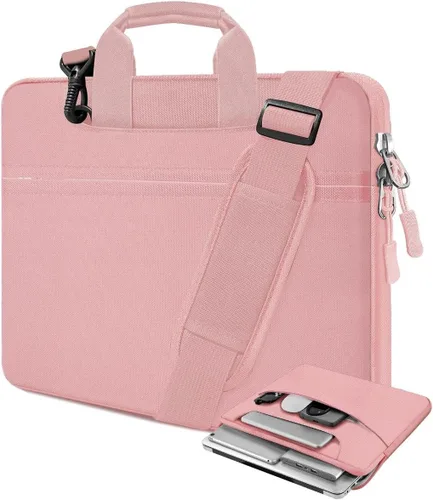 Vista 8 de Funda para laptop de 13.3 pulgadas con correa para el hombro, maletín delgado para computadora con correa compatible con MacBook Air/Pro 13/Pro 14