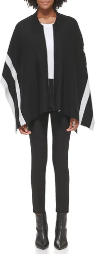 Vista 2 de Calvin Klein Poncho de rayas cálidas con detalle de cremallera para mujer