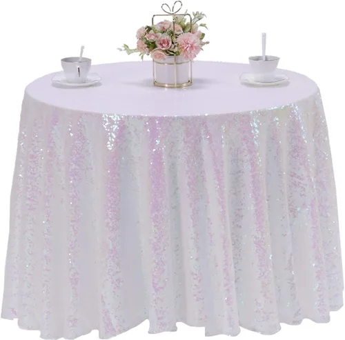 Vista 88 de Mantel de lentejuelas color azul bebé de 50" Cubierta de mesa con purpurina redonda color azul claro de lentejuelas metálicas Sobremanteles de mesa