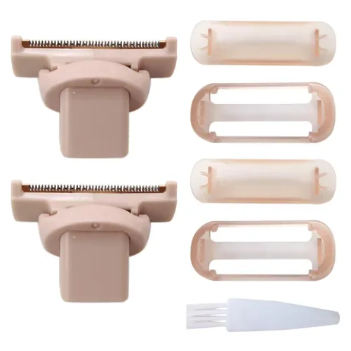 Vista 8 de 2 piezas de repuesto para maquinilla de afeitar Flawless Nu, con herramienta de eliminación de vello corporal chapada en oro rosa con fundas