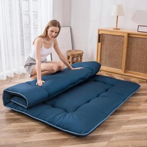 Vista 33 de MAXYOYO Colchón Japonés de Suelo Futón Colchón, Tapete de Tatami Engrosado de 4", Almohadilla para Dormir Plegable Enrollable para Niños y Niñas