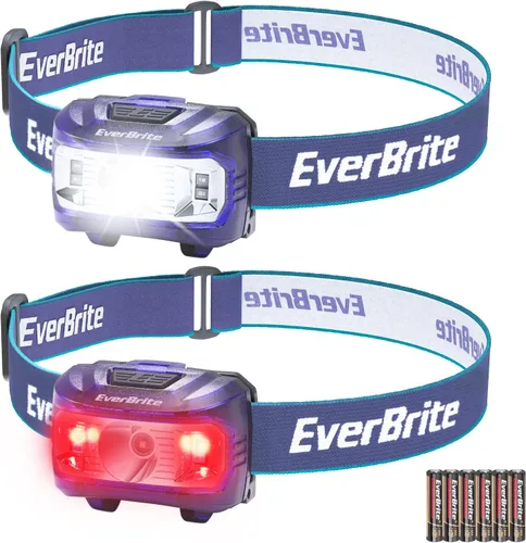 Vista 11 de EverBrite Faro, paquete de 5 faros para niños con luz roja y función de memoria, lámpara de cabeza para adultos y niños con 5 modos, faros